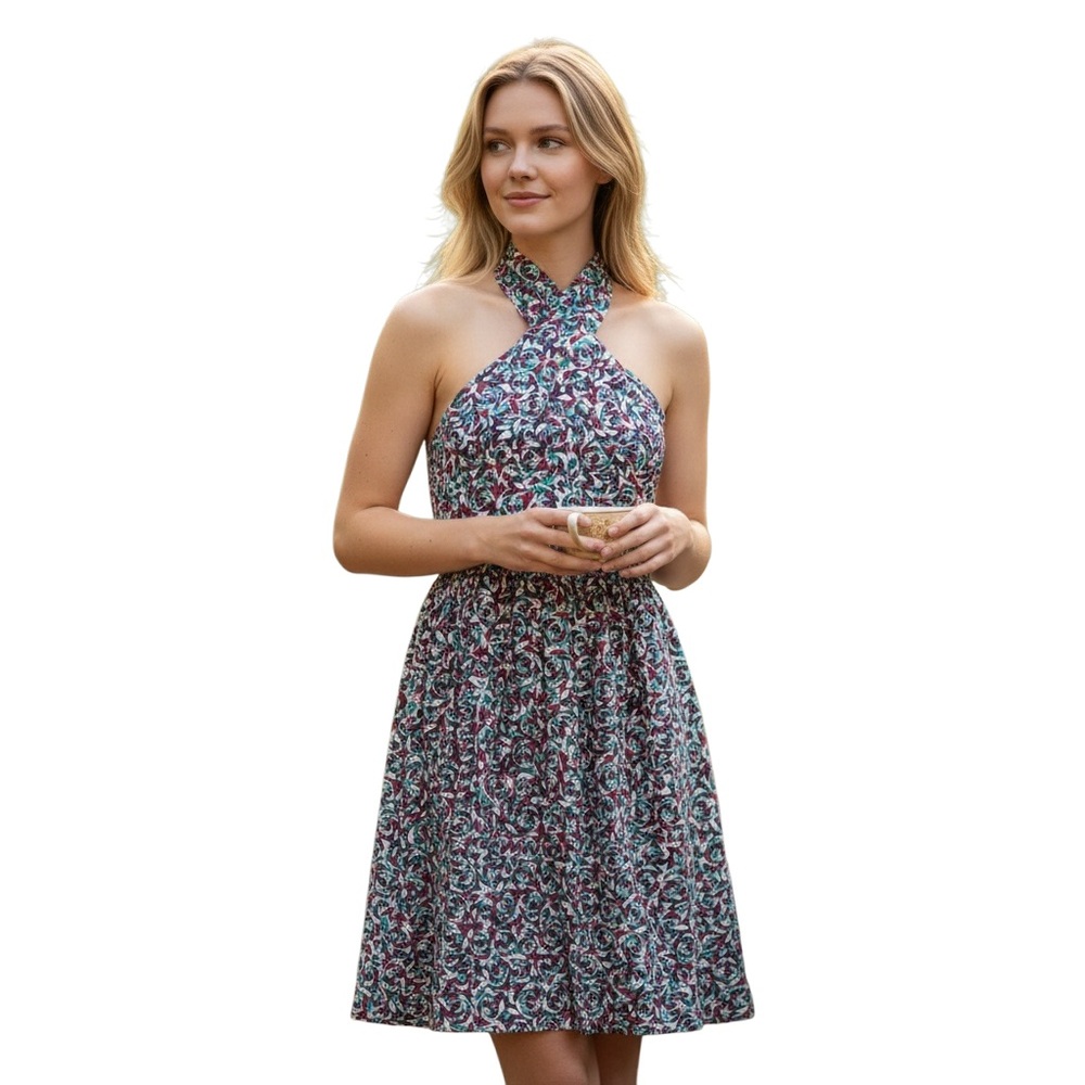 Issa London Silk Halter Floral Mosaic Dress size 2